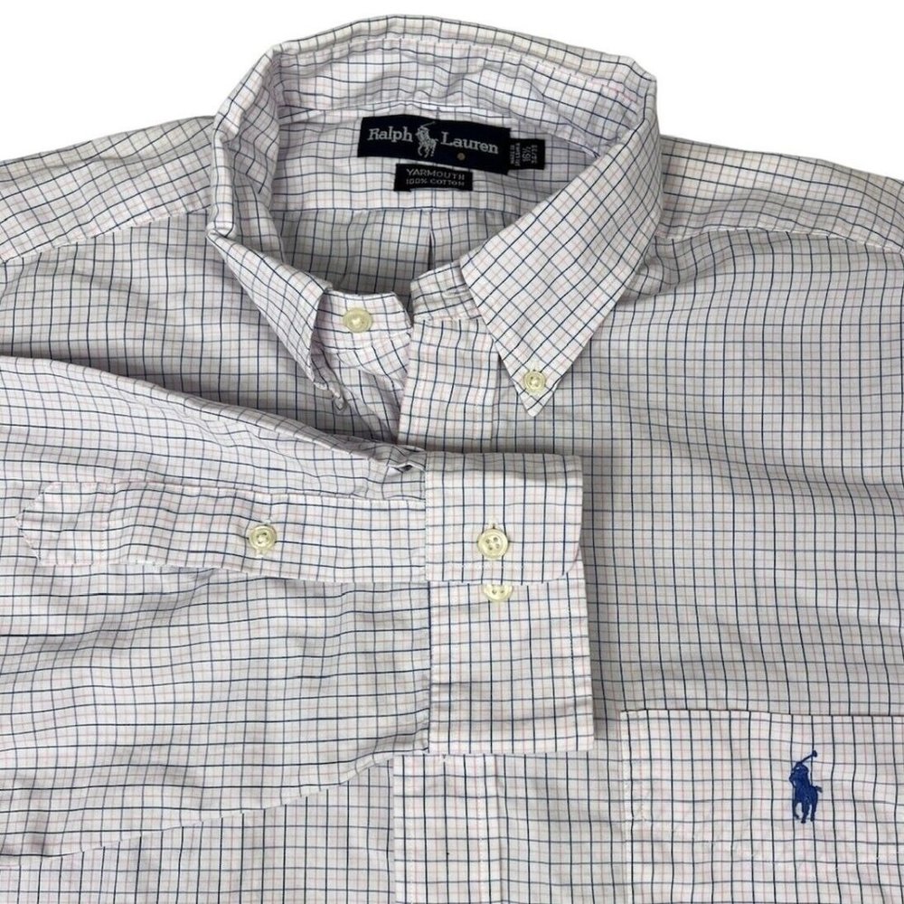Ralph Lauren Mens Button Up Shirt Size 16.5‎ 34/35 Yarmouth Plaid Long Sleeve